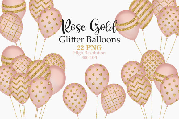 Download Rose Gold Glitter Balloons Clip Art - Glitter balloons Collection