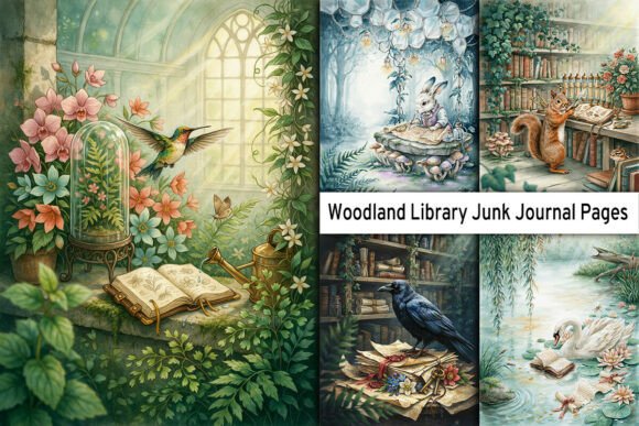 Download Woodland Library Junk Journal Pages - Junk journal Collection