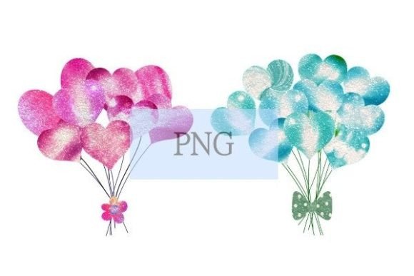 Download Glitter Balloons Pink Green Teal Png - Glitter balloons Collection