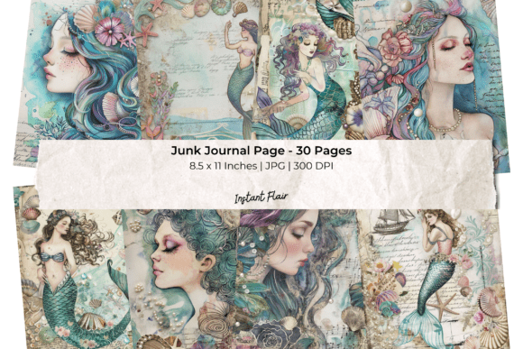 Download Pastel Mermaid Junk Journal Pages - Junk journal Collection