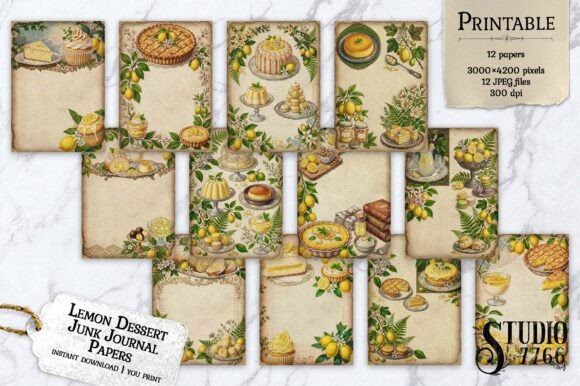 Download Lemon Dessert Junk Journal Papers - Junk journal Collection
