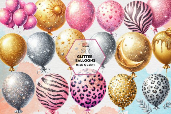 Download Glitter Balloons Sublimation Clipart PNG - Glitter balloons Collection