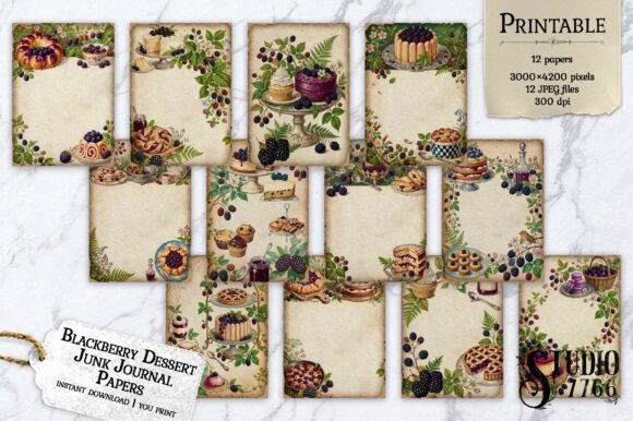 Download Blackberry Dessert Junk Journal Papers - Junk journal Collection